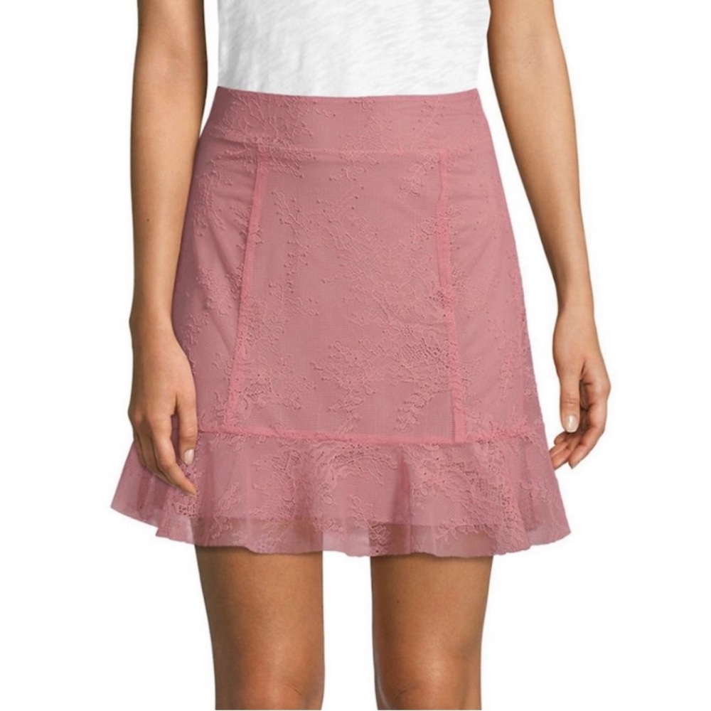 For Love & Lemons Dusty Rose Lace Mini Skirt